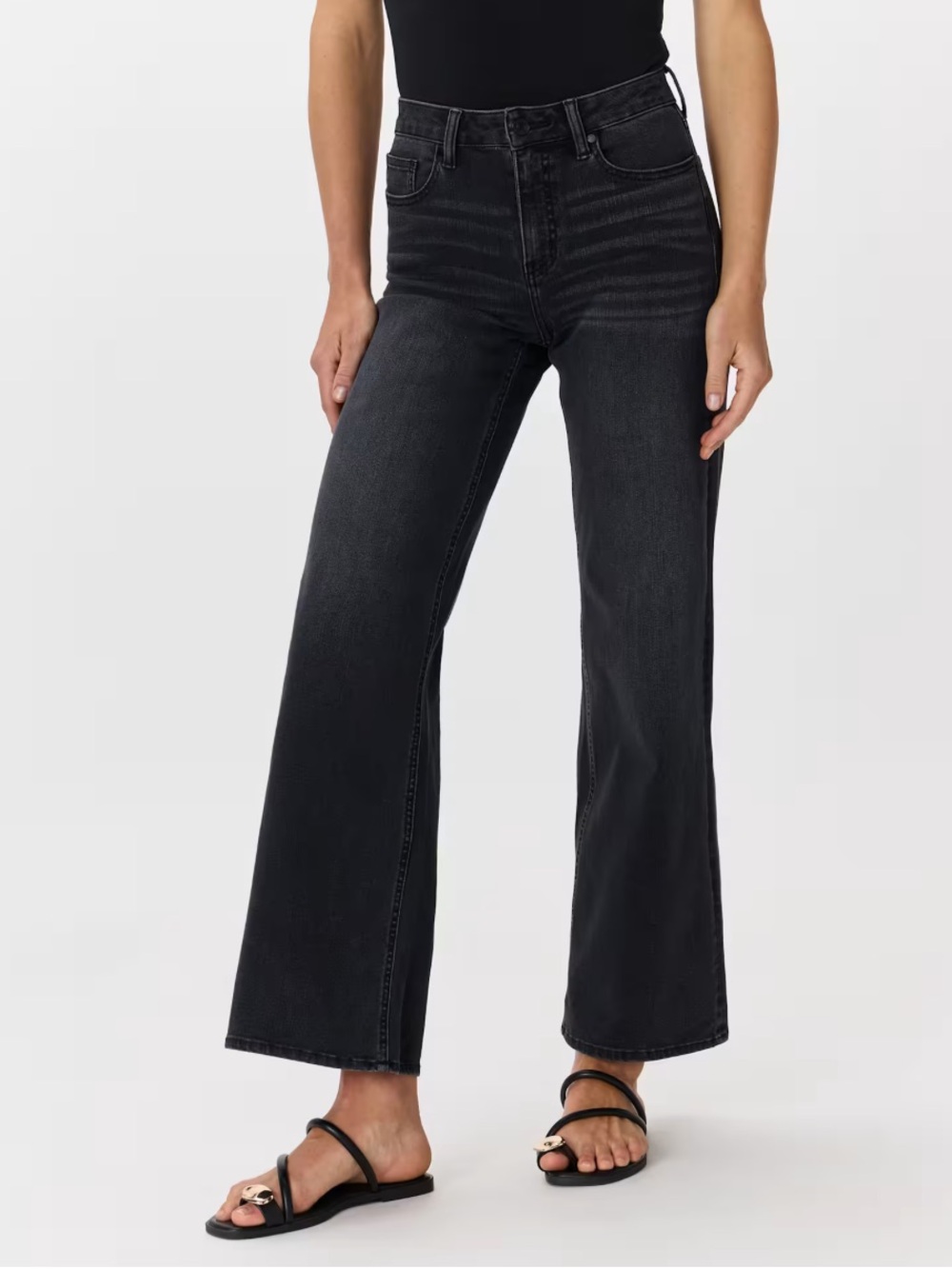 Quince Bella Stretch Wide Leg Jeans - Faded Black